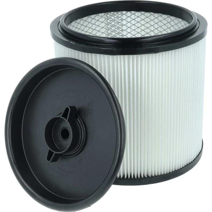 VHBW Flachfaltenfilter für Einhell TE-VC 2025 SACL EX CH und 2230 SACL, industrietauglicher Staubsaugerfilter, schwarz/weiß, optimal für Trockensaugen, Durchmesser 15 cm, Höhe 17,5 cm