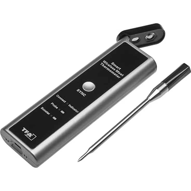 TFA Dostmann Bratenthermometer TFA 14.1515.10 Smart BBQ kabelloses Fleisch- Grillthermometer, Edelstahl mit Keramikgriff, Bluetooth 5.0 – Bild 3