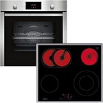 Neff Set BX36 bestehend aus B1CCC0AN0 Einbaubackofen mit CircoTherm, 60 x 60 cm, Edelstahl, N 30 und T16SBN1L0 autarkes Elektrokochfeld, 60 cm, Schwarz, mit Rahmen aufliegend, N 50