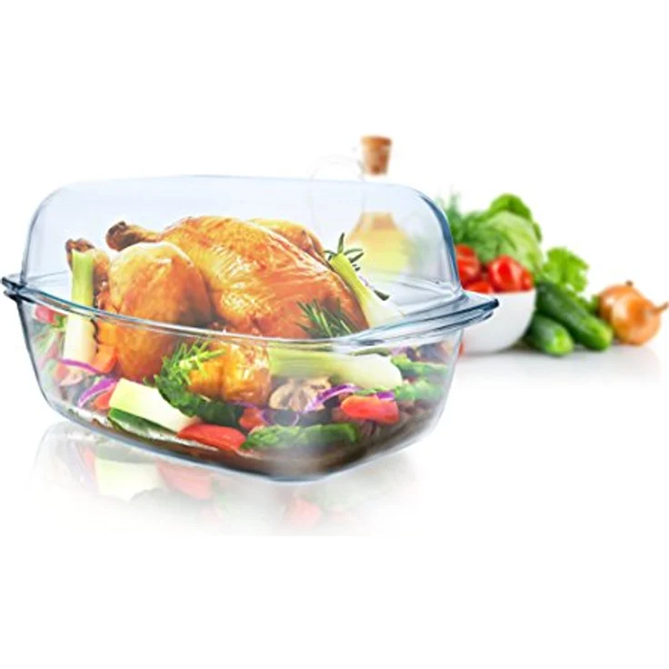 Sendez XXL Glasbräter, 7,0 L Volumen, mit Deckel, Auflaufform, Glaskochgeschirr, Ofenform – Bild 2