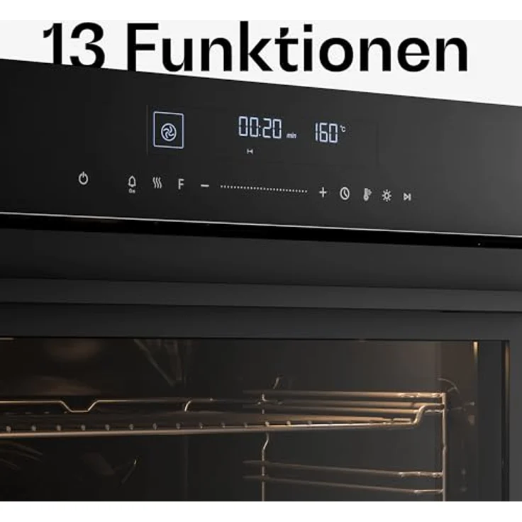 Klarstein Velaire Einbaubackofen 60 cm, 74L, 13 Funktionen, Energieeffizienz A+, Touch-Bedienung, Timer, leicht zu reinigen, schwarz – Bild 3