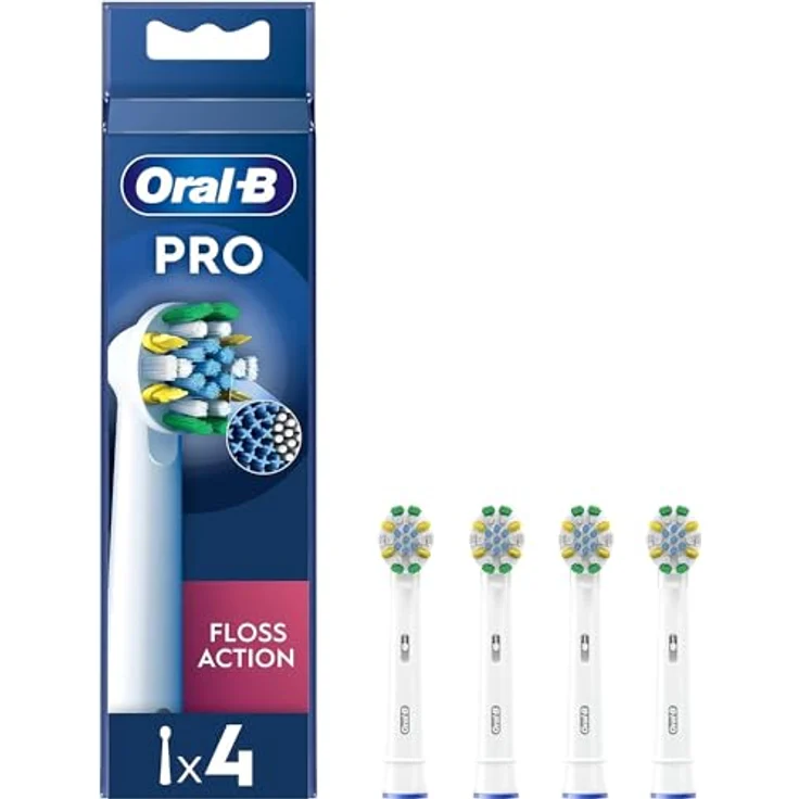 Oral-B Pro Floss Action Aufsteckbürste, 4 Stück Bürstenköpfe mit X-Form und Interdentalborsten für tiefere Plaque-Entfernung, Weiß – Bild 1