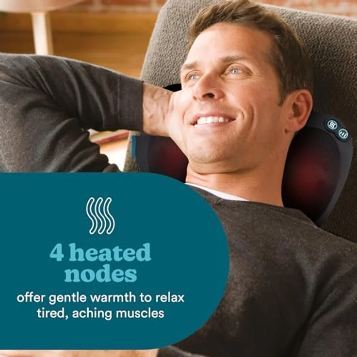 HoMedics Everybody Shiatsu Massagekissen mit Wärme – Tiefengewebs-Massagegerät für Nacken, Schultern und Rücken mit 4 rotierenden Köpfen, 2 Richtungen & Wärmefunktion – Bild 4