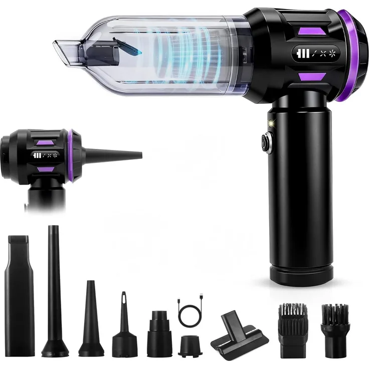 Nettlife Akku-Handstaubsauger Mini, kabellos, 25000Pa Saugkraft, 4-in-1, bürstenloser Motor, 3 Saugstufen, tragbar für PKW, Wohnmobil, Camping, Treppen, Sofa