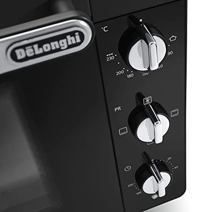 De'Longhi Elektroofen EO40112.BK mit 5 Kochstufen 40 Liter, ausgestattet mit Timer und Innenlicht, Thermostattemperatur 80-230°C, Doppelglas, inklusive Backblech, Grill und Klemme, schwarz – Bild 3