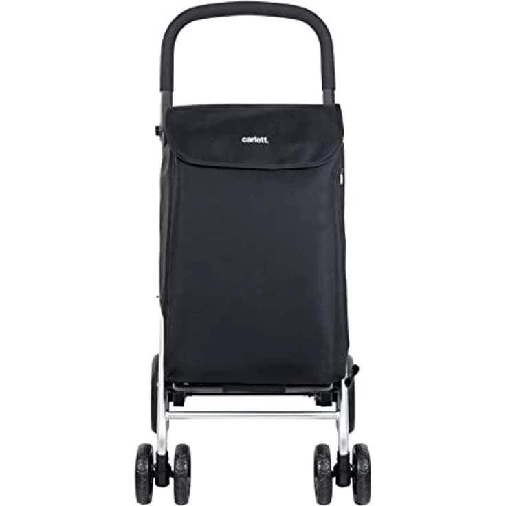 Carlett - Faltbarer Supermarkt-Einkaufstrolley mit 4 Rädern und einem großen Fassungsvermögen von 32 kg, Haupttasche 58 l, Thermotasche 12 l und wasserfestem Stoff - Farbe Schwarz - Preisvergleich – Bild 2