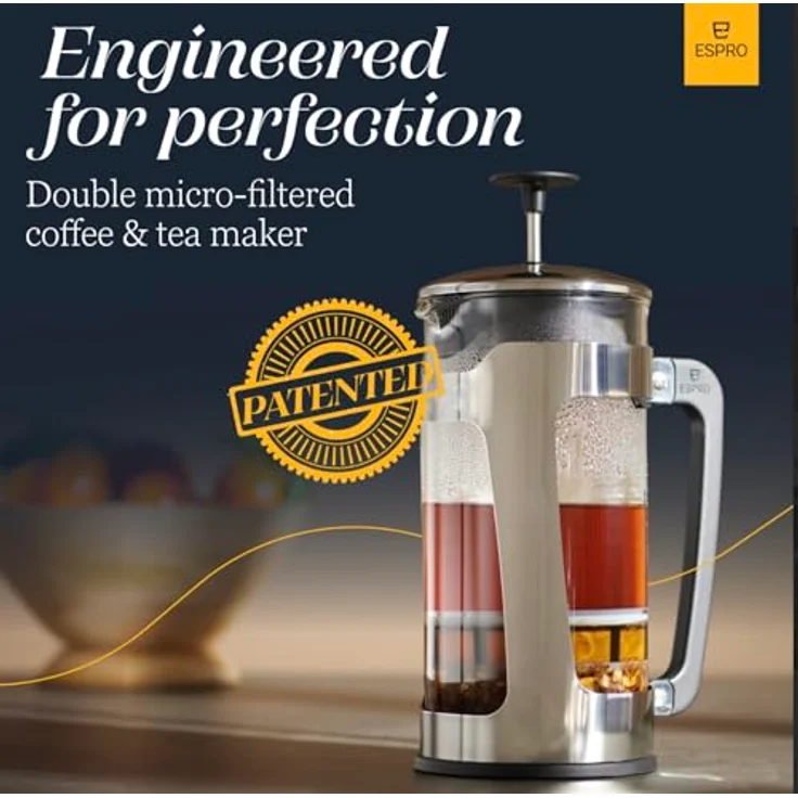 Espro Kaffeepresse, P5-32 oz, Glas und Edelstahl, FFP Einzelhandelsverpackung 32 Ounce Glas-Edelstahl – Bild 3