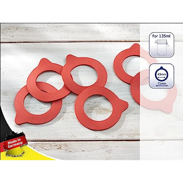 Leifheit Ersatzteile, Ersatzgummiringe für Drahtbügelgläser 135 ml, 6er-Set, für Einmachgläser, passend für Leifheit Drahtbügelglas 135 ml Art. Nr 3190 – Bild 2