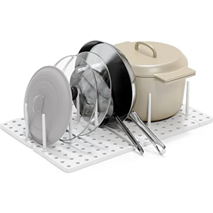 Umbra Peggy Einsatz für Küchenschränke und Schubladen, Schubladenorganizer zur Aufbewahrung von Töpfen, Deckeln, Containern und Mehr, 2-er Set, Weiss, One Size