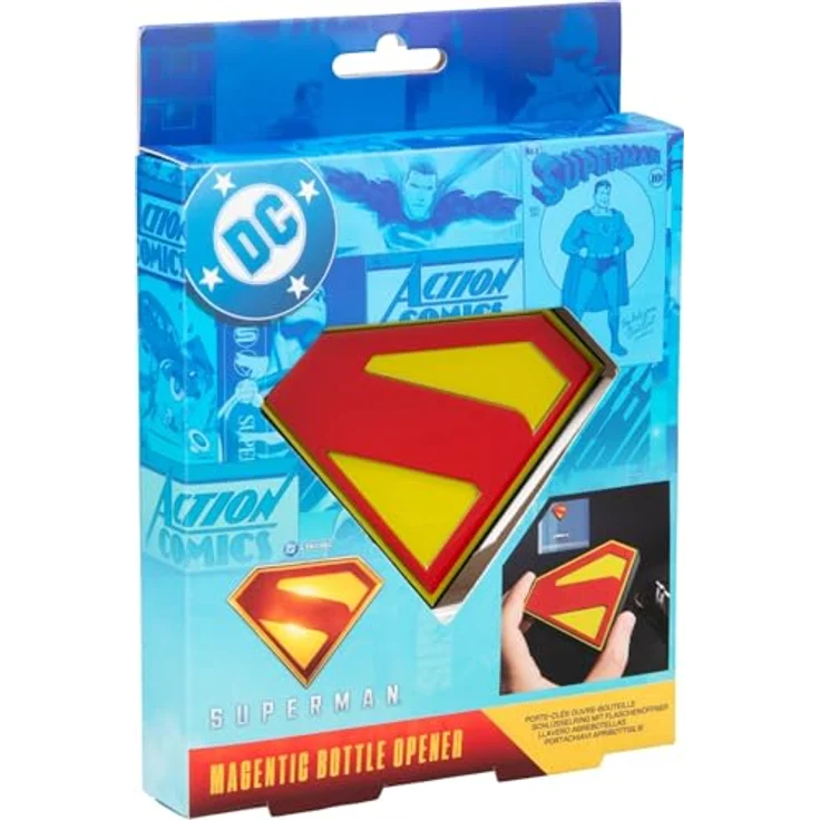 Paladone Superman Magnetischer Flaschenöffner, leistungsstarke Metallkonstruktion mit magnetischer Rückseite, offiziell lizenziertes DC Comics Sammlerstück