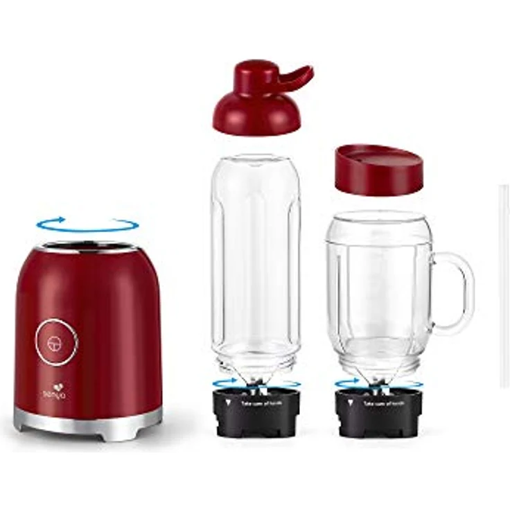 Senya Standmixer Smoothie mit 2 tragbaren Flaschen, Rot, Juicy Delight 250 W, 6 Klingen aus Edelstahl, SYCP-M025, BPA-frei – Bild 10
