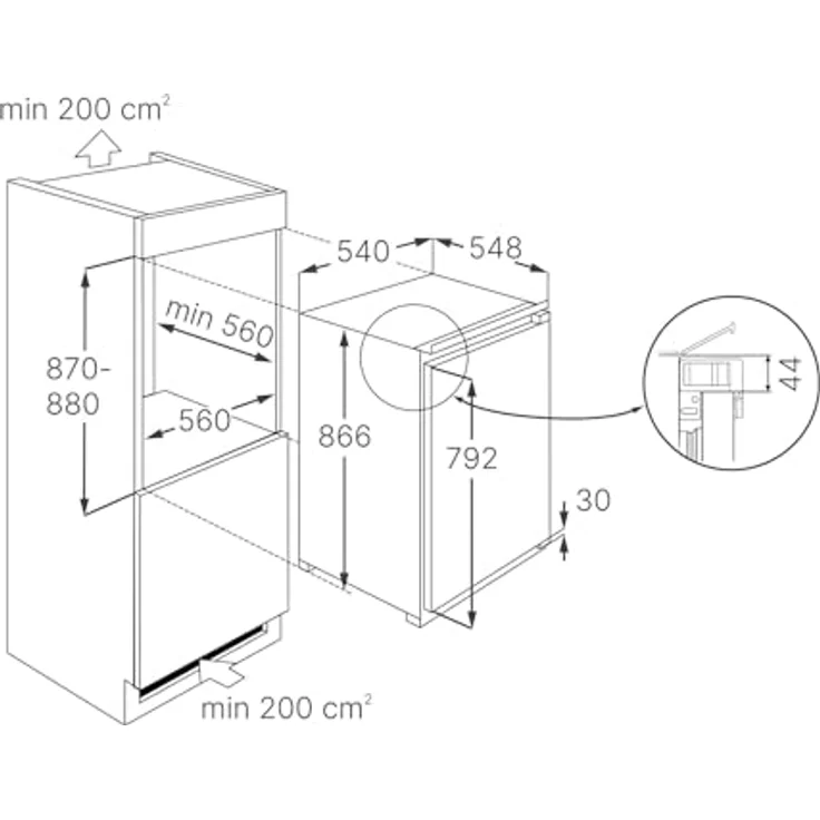 Küppersbusch FK 2545.0i K-Series.5, Einbaukühlschrank mit Gefrierfach, 110 l Gesamtnutzinhalt, LED-Beleuchtung, wechselbarer Türanschlag, Schlepptürtechnik – Bild 8