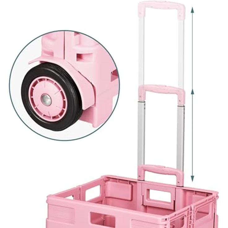 relaxdays Einkaufstrolley mit Teleskopgriff, rosa, klappbar, hohe Traglast bis 35 kg – Bild 6