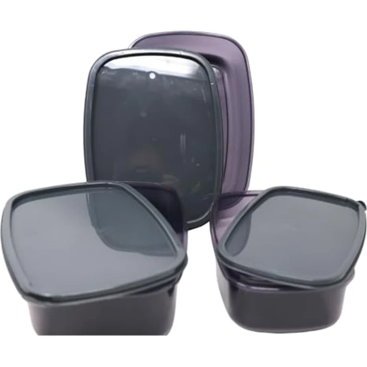 B!HOME Aufbewahrungsbox Set 3er-Set, 1.350 / 2.000 / 3.150 ml, mit Deckel - Anthrazit, für Lebensmittel und Vorräte – Bild 4