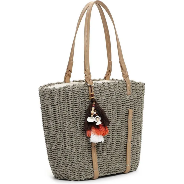 SURI FREY Shopper Cityshopper, elegantes Bast Design in Khaki mit geräumigem Hauptfach und Zipperverschluss
