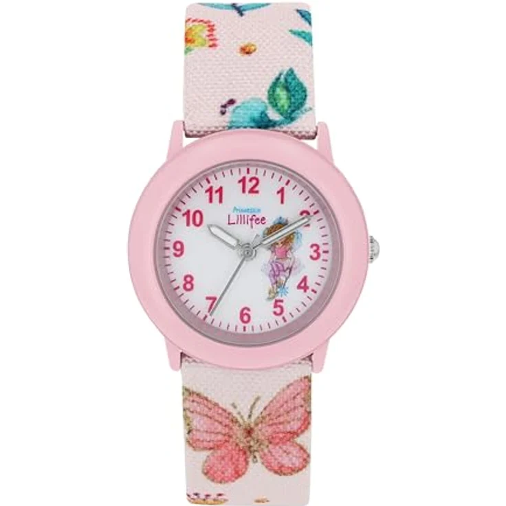 Prinzessin Lillifee Quarzuhr 2037727, bunte Armbanduhr für Mädchen, mit verstellbarem Textilarmband und kratzfestem Mineralglas, Geschenkidee zum Geburtstag oder Schulanfang – Bild 1
