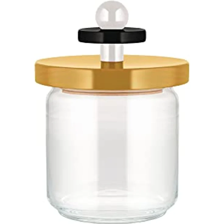 Alessi Twergi - Vorratsglas mit Holzdeckel 75 cl, gelb, limitierte Edition, lebensmittelgeeignet, Ettore Sottsass Design – Bild 2