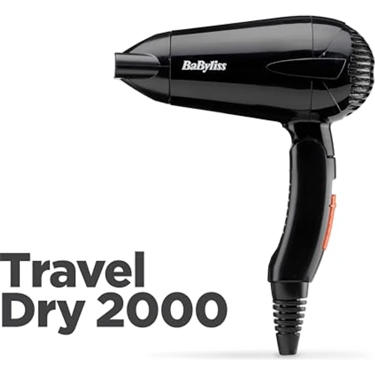 Babyliss Travel Dry 2000 Faltbarer, Leichter Reisehaartrockner Schwarz 2000 Watt 5344E – Bild 2