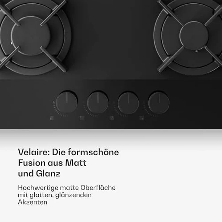 Klarstein Velaire PG6041BG-A1CB, Gas-Kochfeld mit 4 Brennern, elektrischer Zündung und 8000 W Leistung, Aluminium – Bild 4