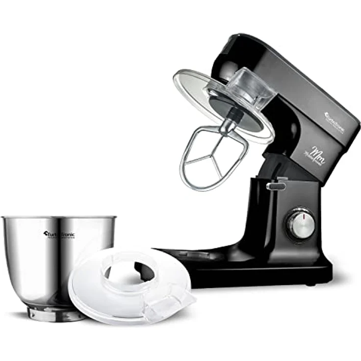 TurboTronic by Z-Line Küchenmaschine Knetmaschine, schwarz, Rührmaschine, 1200 W, 5 l Schüssel, Teigkneter, Küchenmixer, 1200W mit 6,5L Edelstahl-Rührschüssel - Preisvergleich – Bild 2