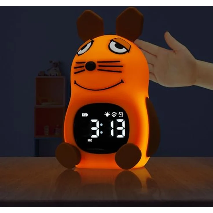 Die Maus DieMaus Lichtwecker für Kinder, nachtlichtfähiger Wecker mit Aufwachlicht und 6 Wecktönen, wiederaufladbar über USB-C, bunt – Bild 2