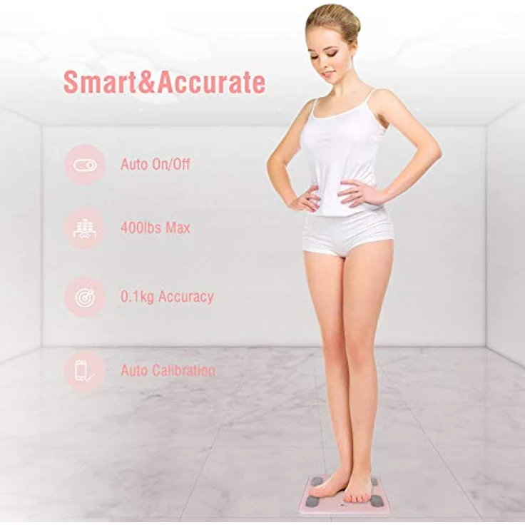 himaly Körperfettwaage, kompatibel Personenwaage mit App, Smart Digitale Waage für Körperfett, Knochengewicht, Körpergewicht, Muskelmasse, viszerales Fett, Körperwasser, BMI (Rosa) – Bild 2