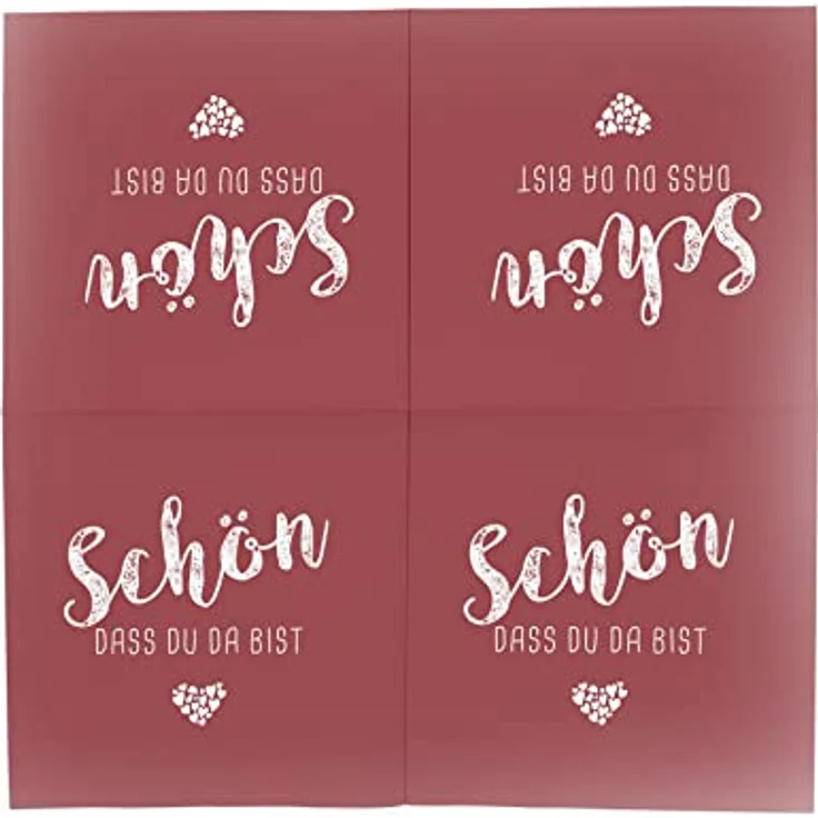 itenga Servietten Schön dass du da bist, 30 x 30 cm, 3-lagig, 40 Stück, bordeaux rot für Kommunion, Konfirmation, Hochzeit und Taufe – Bild 4