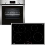 Neff Set BX48PI bestehend aus B2CCG6AN0 Einbaubackofen mit CircoTherm, 60 x 60 cm, Edelstahl, N30 und T58SHF1L0 Autarkes Induktionskochfeld, 80 cm, schwarz, mit Rahmen aufliegend, N 70