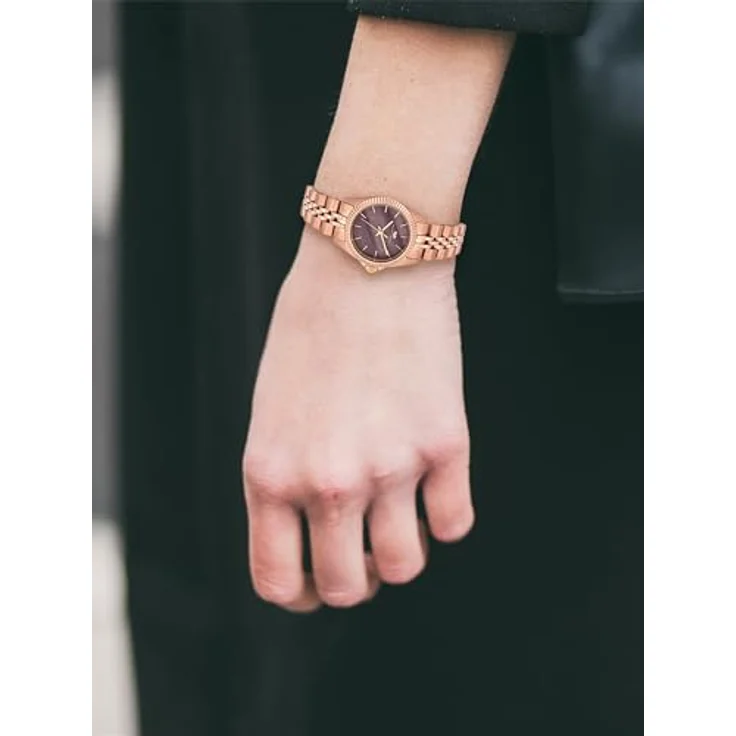 Rhodenwald & Söhne Damen Uhr analog Japan Quarzwerk mit Edelstahl roségold Armband 10010367, Perlmutt-Zifferblatt in Braun – Bild 3