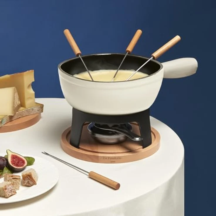 H.Koenig Fondue Mont Blanc La Fonderie 1890, Fondue Set in Holz-Optik, 1,8 Liter, emaillierter Gusseisentopf, für bis zu 6 Personen, spülmaschinenfest – Bild 7