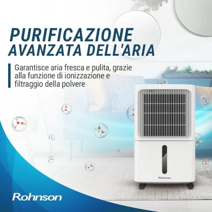 Rohnson R-91810 TRUE ION Luftentfeuchter, 10L/Tag, leise 36 dB, digitale Feuchtigkeitskontrolle, 2L Tank, Ionisierungsfunktion, für Räume bis 45 m² – Bild 4