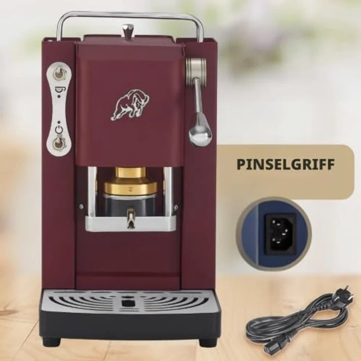 Faber Pro Essential Chrom, ESE Pad Espressomaschine in Cherry Red mit Wassertank aus Glas und erhöhtem Auslauf – Bild 5