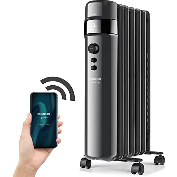 Taurus Agadir Connect 2000, Smarter Ölradiator mit Wi-Fi-App-Steuerung, 1500 W, Schwarz