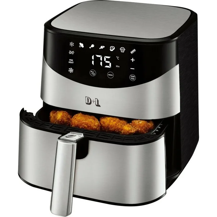 Apex Heißluftfritteuse XL Edelstahl 1700W mit 8 voreingestellten Backprogrammen
