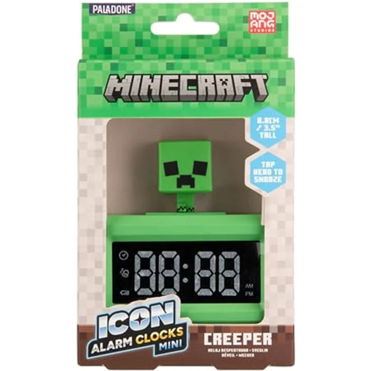 Paladone Creeper Minecraft Tischwecker, Grün, digital mit Schlummerfunktion und kompaktem Design – Bild 3
