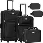 Juskys Trolley Reisekoffer Set 5 teilig - 60 Liter, 2 Rollen, Weichschale, wasserabweisend Stoff, leicht, Handgepäck - Koffer in Schwarz