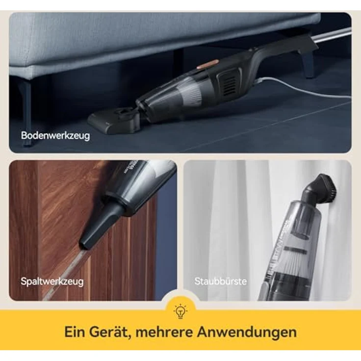 "Deerma Hand-und Stielstaubsauger DX115C Staubsauger, 600 W, Schwarz-Gold mit 12 kPa Saugkraft" – Bild 6