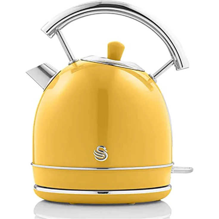 Swan Retro Wasserkocher 1,8 Liter, Vintage Design, 2200W, kabellos, BPA-freier Edelstahl, Gelb, mit Abschaltautomatik und Anti-Kalk-Filter – Bild 1