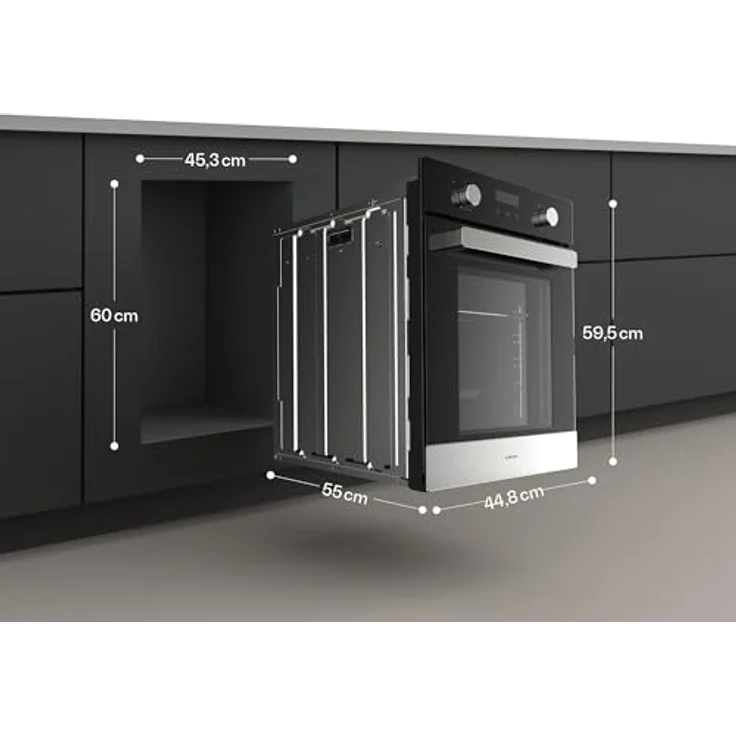 Klarstein Verosteel Einbaubackofen 45 cm - 49L, 8 Betriebsmodi, Energieeffizienz A, Edelstahl & Schwarzglas, Timer, Doppelverglasung – Bild 4