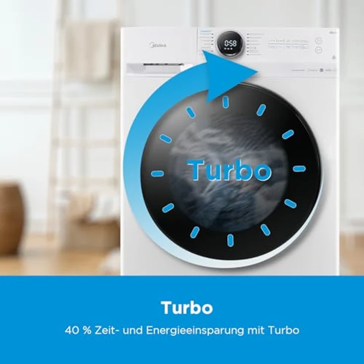 Midea MF200W80WB-14AS, Frontlader-Waschmaschine, A, Fassungsvermögen 8 kg, Standgerät, Breite 60 cm – Bild 4