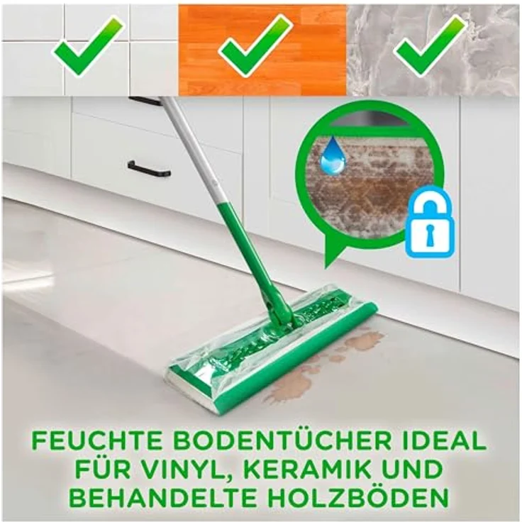 Swiffer Sweeper Trockenwischtuch Nass-Starter Kit für Böden-Parkett – Lot de 3 – Bild 3