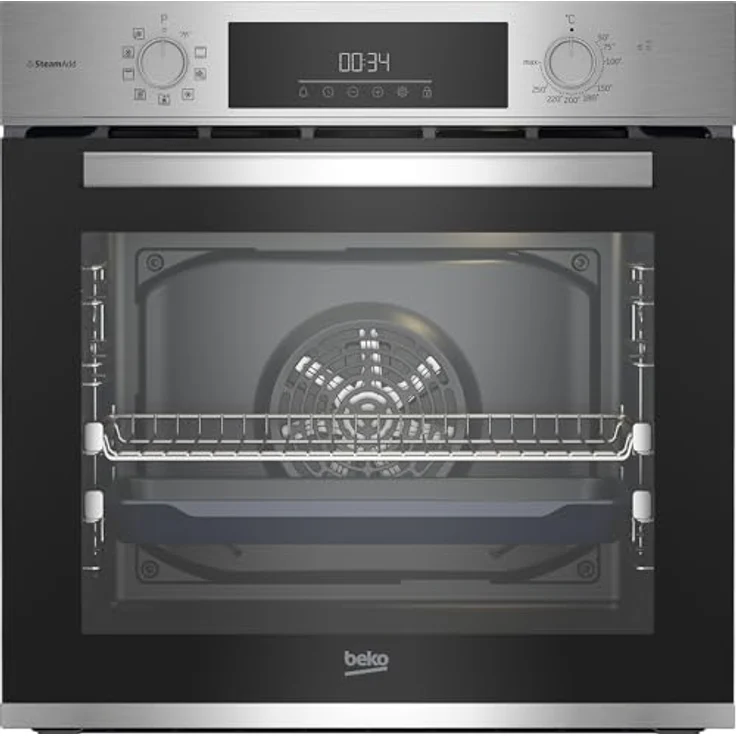 Beko BBIS12301XE b300 Einbau-Backofen 72 Liter, Multifunktionsofen mit AeroPerfect, SteamAdd-Dampffunktion, SteamShine Reinigung, versenkbare Knebel, Edelstahl – Bild 1