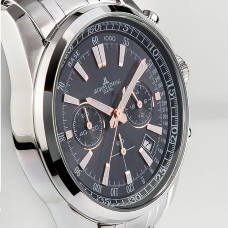 JACQUES LEMANS Herrenuhr Chronograph 1-2117ZE, Sportliches Design mit Sonnenschliff Ziffernblatt, Liverpool Serie – Bild 4