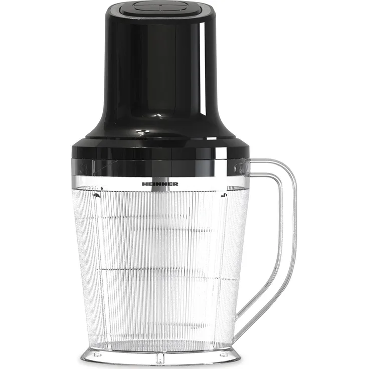 Heinner HMC-3B500BK, Zerkleinerer mit 500 W, 1,5 l Glas-Schüssel, 3 Edelstahlmesser, 2 Geschwindigkeitsstufen, Schwarz