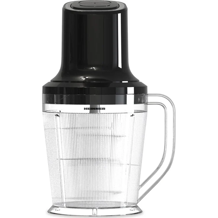 Heinner HMC-3B500BK, Zerkleinerer mit 500 W, 1,5 l Glas-Schüssel, 3 Edelstahlmesser, 2 Geschwindigkeitsstufen, Schwarz
