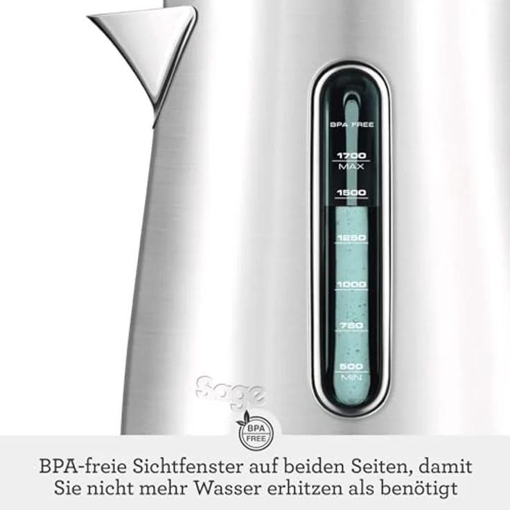SAGE SKE735SHY the Soft Top Luxe Wasserkocher in Premium-Metallic-Lackierung mit Chrom-Akzenten, Gebürsteter Edelstahl – Bild 5
