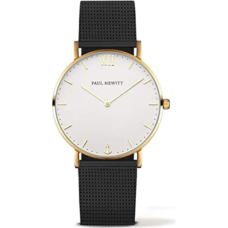 PAUL HEWITT Unisex Analog Quarz Uhr mit Edelstahl Armband PH-SA-R-St-W-5M, Sailor Line Kollektion, RONDA Quarzuhrwerk, wasserdicht bis 5 Bar, schwarz