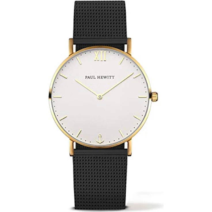 PAUL HEWITT Unisex Analog Quarz Uhr mit Edelstahl Armband PH-SA-R-St-W-5M, Sailor Line Kollektion, RONDA Quarzuhrwerk, wasserdicht bis 5 Bar, schwarz – Bild 1