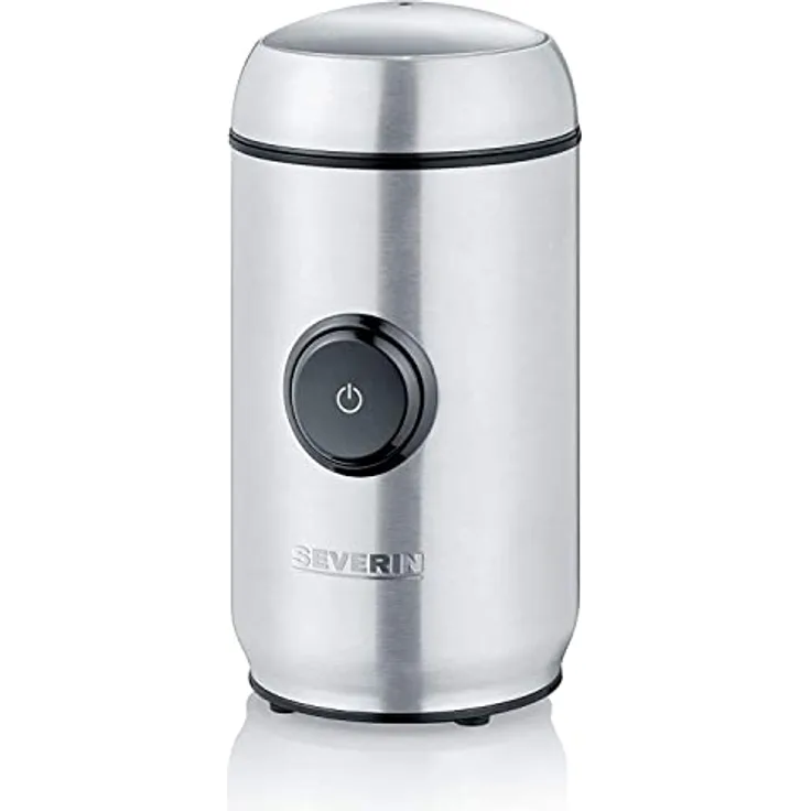 SEVERIN KM 3879 Kaffee- und Gewürzmühle, Edelstahlmesser (150 W, Max. Füllmenge 50 g, Integrierte Kabelaufwicklung) silber, 17.5