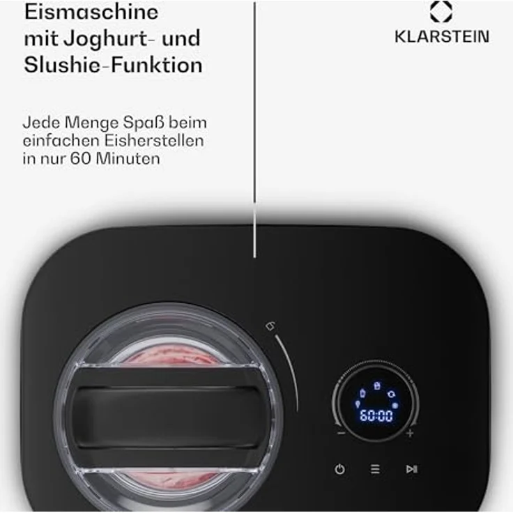 Klarstein FrostFusion Eismaschine mit Kompressor, 1L Edelstahlbehälter, 3 Modi für Eis, Slushie & Joghurt, Selbstkühlend, Touch & Drehregler, LED-Display, Timer – Bild 3